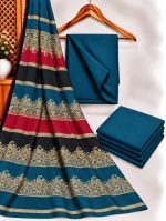 bareeze-peacock-blue-dhanak-plain-suit-with-3d-wool-shawl-sarastore-pk