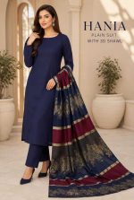 navy-blue-dhanak-plain-suit-with-3d-wool-shawl-sarastore-pk