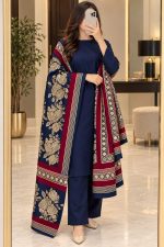 bareeze-navy-blue-dhanak-plain-suit-with-3d-wool-shawl-sarastore-pk