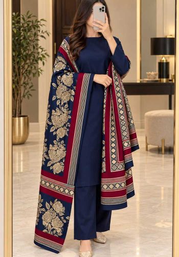 bareeze-navy-blue-dhanak-plain-suit-with-3d-wool-shawl-sarastore-pk